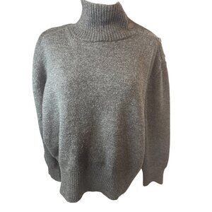 2/$30 ZARA Small Charcoal Grey Turtleneck Sweater Shoulder Button Detail